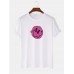 Mens 100% Cotton Smile Emojis Print Round Neck Short Sleeve T-Shirts