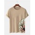 Mens 100% Cotton Mushroom Side Print O-Neck Short Sleeve T-Shirt