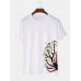 Mens 100% Cotton Mushroom Side Print O-Neck Short Sleeve T-Shirt