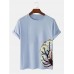 Mens 100% Cotton Mushroom Side Print O-Neck Short Sleeve T-Shirt