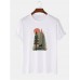 Mens 100% Cotton Forest Deer Painting Print Short Sleeve Casual T-Shirt