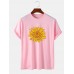 Mens 100% Cotton Flower Print Round Neck Casual Short Sleeve T-Shirts