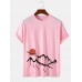 Mens Ukiyoe Landscape Print Cotton Short Sleeve T-Shirts
