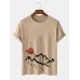 Mens Ukiyoe Landscape Print Cotton Short Sleeve T-Shirts