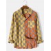 Mens Gingham Check Patchwork 100% Cotton Long Sleeve Shirts