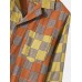 Mens Gingham Check Patchwork 100% Cotton Long Sleeve Shirts