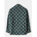 Mens Gingham Check Button Up 100% Cotton Long Sleeve Shirts
