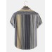 Mens Colorful Vertical Stripe Lapel Short Sleeve Shirts With Pocket