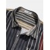 Mens Colorful Vertical Stripe Lapel Short Sleeve Shirts With Pocket