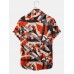 Mens Colorful Print Chest Pocket Short Sleeve Casual Shirts
