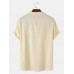 Mens Solid Color Stand Collar Cotton Basics Short Sleeve Shirts