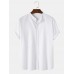 Mens Solid Color Stand Collar Cotton Basics Short Sleeve Shirts
