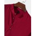 Mens Solid Stand Collar Linen Long Sleeve Henley Shirts With Sleeve Tabs
