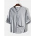 Mens Pure Color Basics Cotton Long Sleeve Shirts With Sleeve Tabs