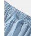 Mens Solid Color Plain Drawstring Elastic Waist Pants With Pocket