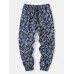 Mens Paisley Print Ethnic Style Drawstring Waist Jogger Pants