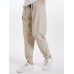 Mens Solid Color 100% Cotton Adjustable Button Cuff Drawstring Pants