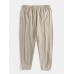 Mens Solid Color 100% Cotton Adjustable Button Cuff Drawstring Pants