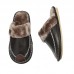 Men's Winter Slippers Leather Comfy Warm Shoes Anti-slip Indoor Flats