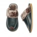 Men's Winter Slippers Leather Comfy Warm Shoes Anti-slip Indoor Flats