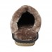 Men's Winter Slippers Leather Comfy Warm Shoes Anti-slip Indoor Flats