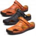 Men's Leather Sandals & Slippers Shoes Beach Hand Stitching Closed Toe Soft Slip On Casual