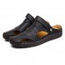 Men's Leather Sandals & Slippers Shoes Beach Hand Stitching Closed Toe Soft Slip On Casual