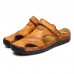 Men's Leather Sandals & Slippers Shoes Beach Hand Stitching Closed Toe Soft Slip On Casual