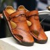 Men's Leather Sandals & Slippers Shoes Beach Hand Stitching Closed Toe Soft Slip On Casual
