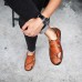 Men's Leather Sandals & Slippers Shoes Beach Hand Stitching Closed Toe Soft Slip On Casual