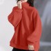 ZANZEA Women Turtleneck Long Sleeve Fleece Warm Loose Sweatshirt