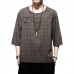 Men 3/4 Sleeve Retro Chinese Style Tang Blouse Casual Baggy Shirts Hiking T-shirt