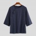 Men 3/4 Sleeve Retro Chinese Style Tang Blouse Casual Baggy Shirts Hiking T-shirt