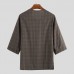 Men 3/4 Sleeve Retro Chinese Style Tang Blouse Casual Baggy Shirts Hiking T-shirt