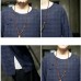Men 3/4 Sleeve Retro Chinese Style Tang Blouse Casual Baggy Shirts Hiking T-shirt