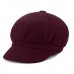 Women Wool Peaked Baker Cap Octagonal Beret Autumn Winter Warm Hat Outdoor Hiking Travel
