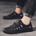 Men Elastic Lace Up Hand Stitching Comfy Soft Non Slip Beach Fisherman Sandals