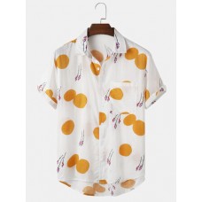 Mens 100% Cotton Flower Pattern Causal Shirts