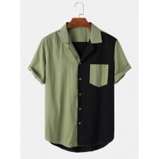 Mens Casual 100% Cotton Patchwork Pocket Shirts
