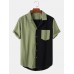 Mens Casual 100% Cotton Patchwork Pocket Shirts