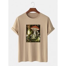 Mens Mushroom & Frog Graphic 100% Cotton Community Spirit Short Sleeve T-Shirts