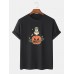Mens Halloween Pumpkin Print Print Short Sleeve 100% Cotton T-Shirts