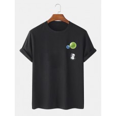 Mens Cute Cartoon Panda Printed 00% Cotton Short Sleeve T-Shirts