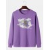 Mens Dragon & Cloud Print Round Neck Cotton National Style Sweatshirts