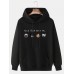 Mens Cartoon Animal & Letter Print Drop Shoulder Hoodies With Pocket