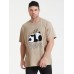 Plus Size Mens Cartoon Panda Print 100% Cotton Short Sleeve T-Shirts