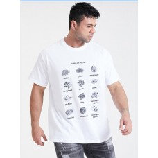 Plus Size Mens Pasta Types Print 100% Cotton Short Sleeve T-Shirts