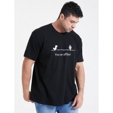 Plus Size Mens Cartoon Dinosaur Slogan Print 100% Cotton Short Sleeve T-Shirts