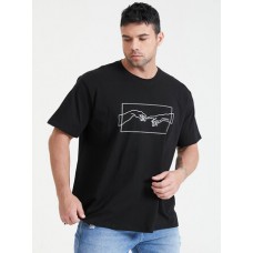 Plus Size Mens Figure Graphic 100% Cotton Short Sleeve T-Shirts
