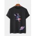 Mens Astronaut Planet Print Short Sleeve 100% Cotton T-Shirt